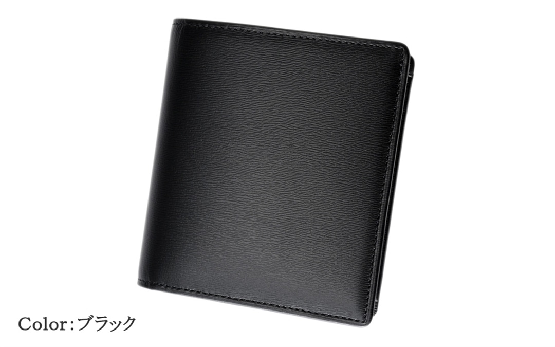 日本製 コンパクト 財布 メンズ 二つ折り財布 キズやシワが目立ちにくい 小銭入れあり CYPRIS キプリス ボックスカーフ 本革 財布 父の日 プレゼント 4414 ブラック