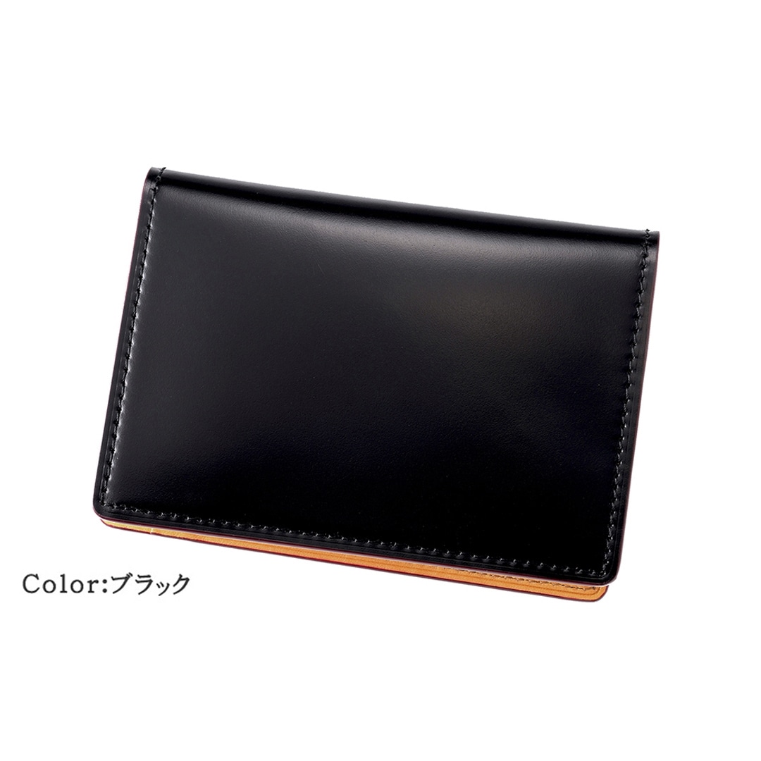 希少革 日本製 パスケース 二つ折り メンズ コードバン パス入れ 2面 定期入れ 本革 CYPRIS キプリス レーデルオガワ オイルシェルコードバン & ヴァケッタレザー 父の日 ギフト 誕生日 プレゼント 5472 ブラック