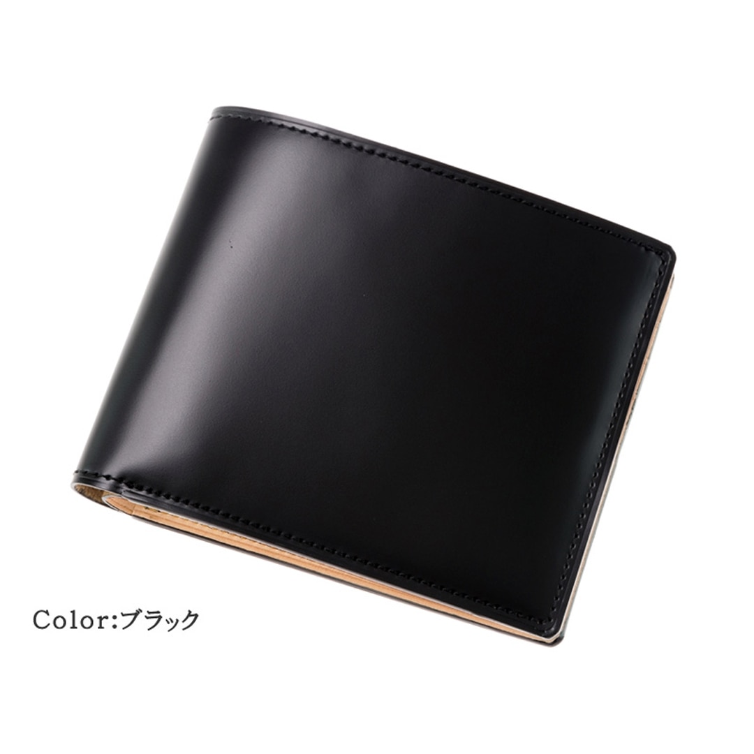 財布 メンズ 二つ折り財布 希少革 日本製 コードバン 小銭入れなし CYPRIS キプリス 本革 新喜皮革 ヌメ革 ベジタブルタンニンレザー 父の日 ギフト 誕生日 プレゼント 5612 ブラック