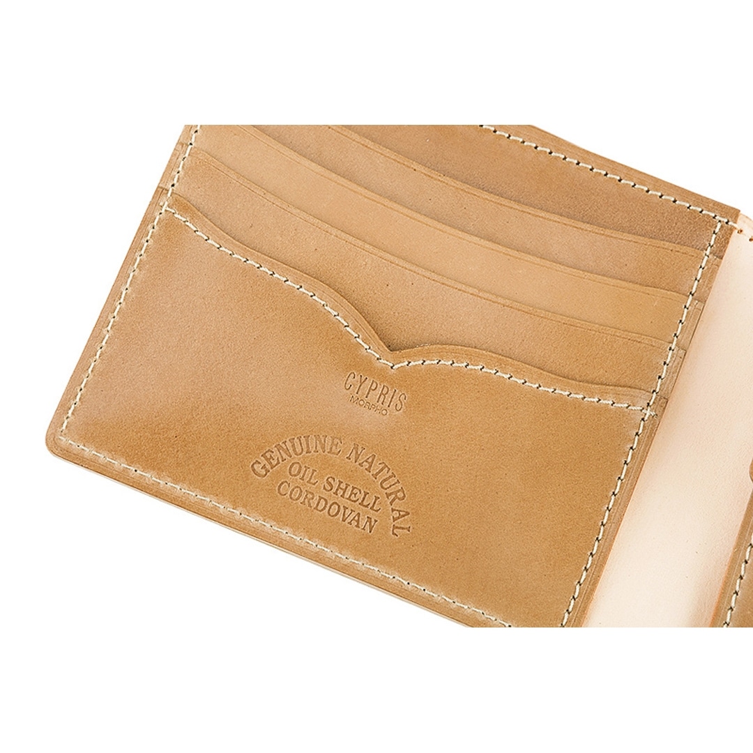 財布 メンズ 二つ折り 希少革 日本製 ナチュラル コードバン 二つ折り財布 小銭入れあり CYPRIS キプリス 本革 レーデルオガワ オイルシェル コードバン 父の日 ギフト 誕生日 プレゼント 5910 ナチュラル