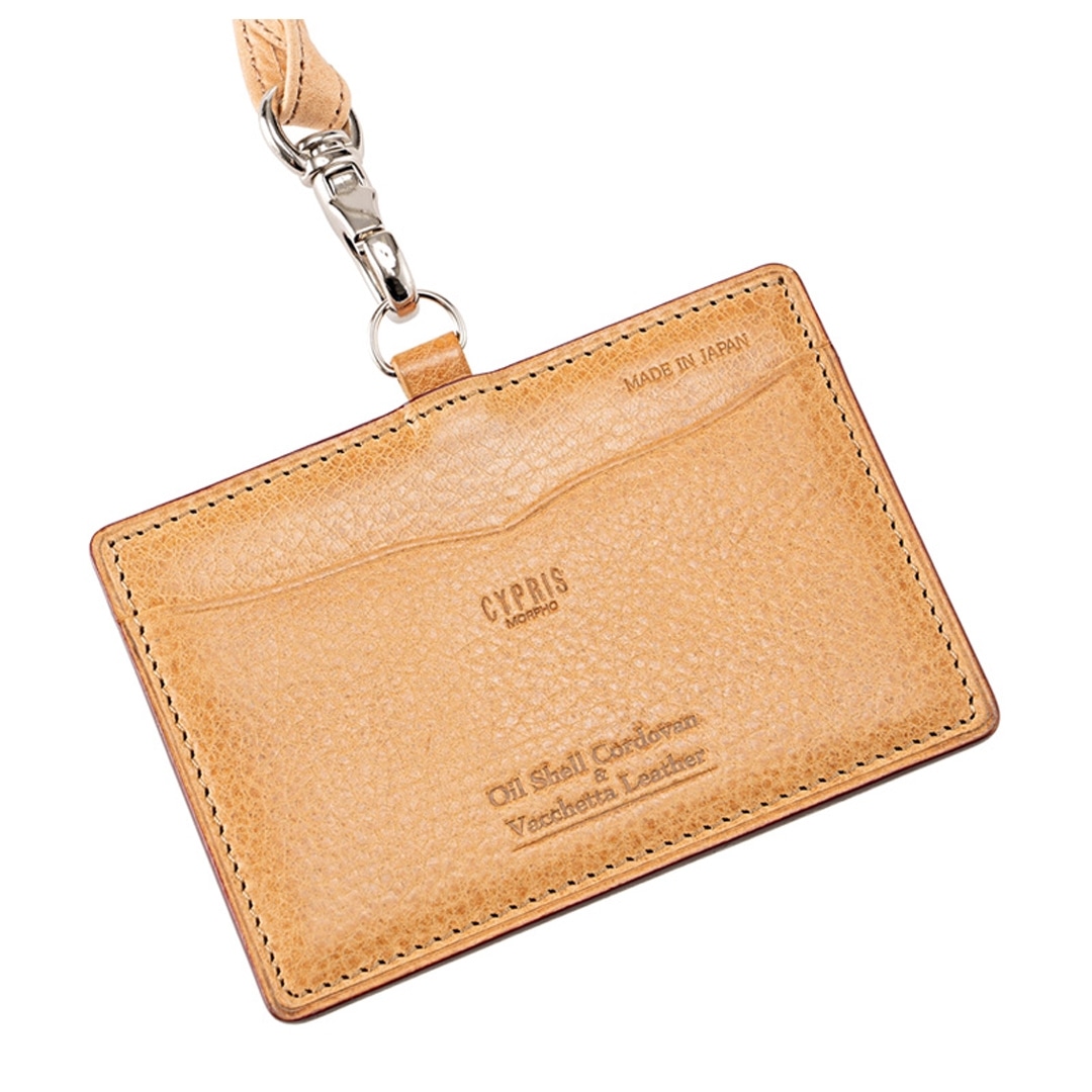 希少革 日本製 IDカードケース メンズ コードバン IDカードホルダー ネックストラップ付き 本革 CYPRIS キプリス レーデルオガワ オイルシェルコードバン & ヴァケッタレザー 父の日 ギフト 5466 ブラック
