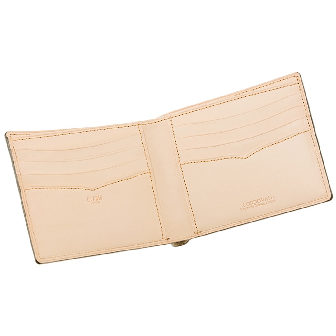 財布 メンズ 二つ折り財布 希少革 日本製 コードバン 小銭入れなし CYPRIS キプリス 本革 新喜皮革 ヌメ革 ベジタブルタンニンレザー 父の日 ギフト 誕生日 プレゼント 5612 ブラック