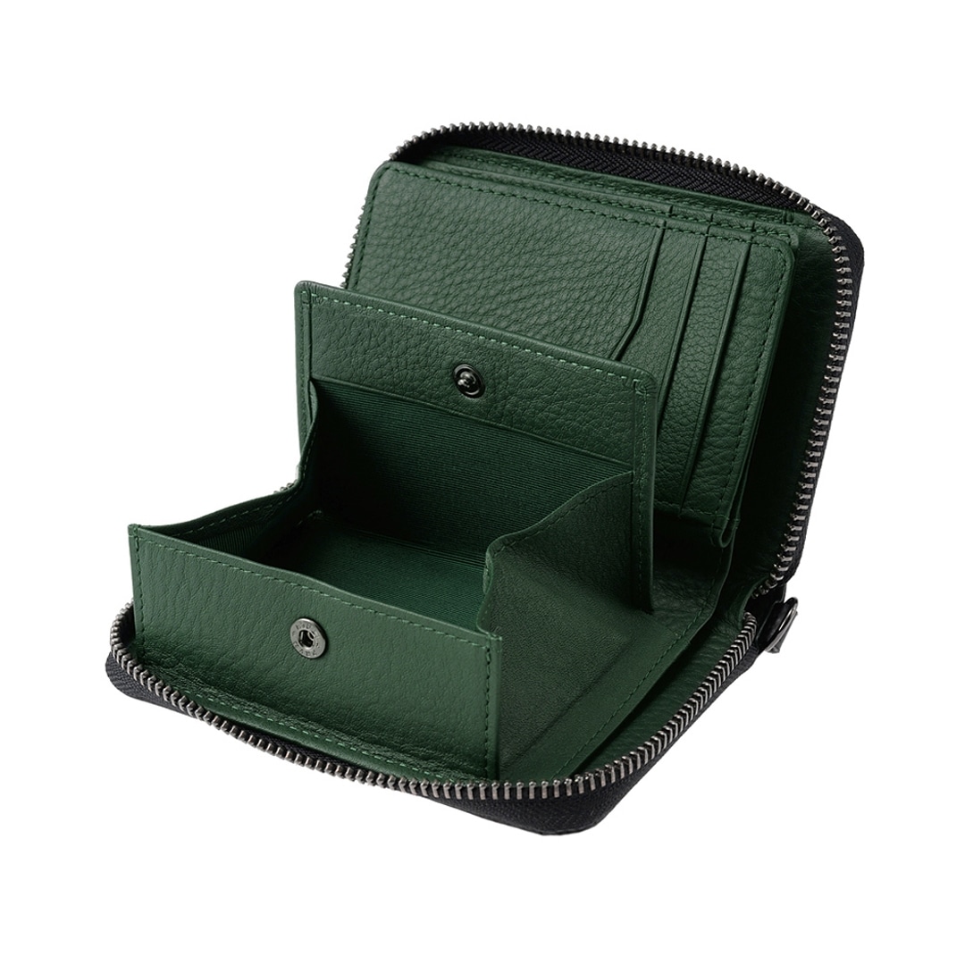 財布 メンズ 二つ折り 小銭入れ付き 二つ折り財布 ラウンドファスナー Neu interesse ミドルウォレット ノイインテレッセ 中ベロ付き シャッテン 2.0 カーボンレザー 革財布 札入 革 レザー 0708 ブラック×レッド