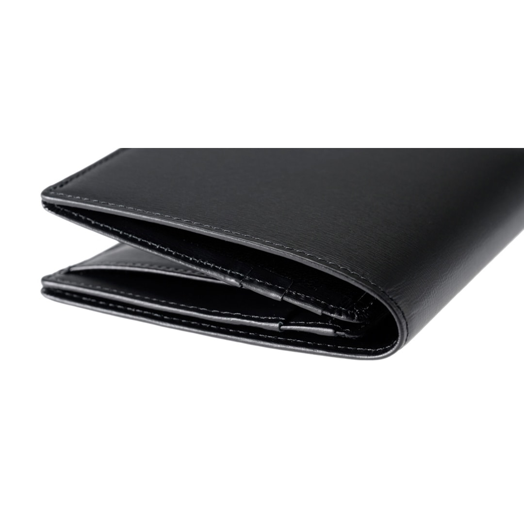 日本製 コンパクト 財布 メンズ 二つ折り財布 キズやシワが目立ちにくい 小銭入れあり CYPRIS キプリス ボックスカーフ 本革 財布 父の日 プレゼント 4414 ブラック