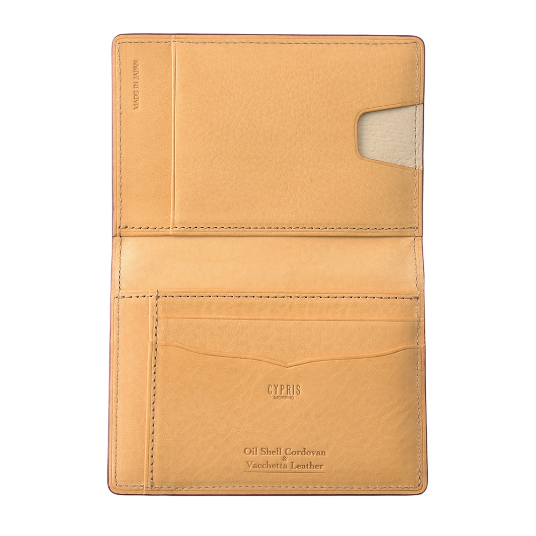 希少革 日本製 パスケース 二つ折り メンズ コードバン パス入れ 2面 定期入れ 本革 CYPRIS キプリス レーデルオガワ オイルシェルコードバン & ヴァケッタレザー 父の日 ギフト 誕生日 プレゼント 5472 ブラック