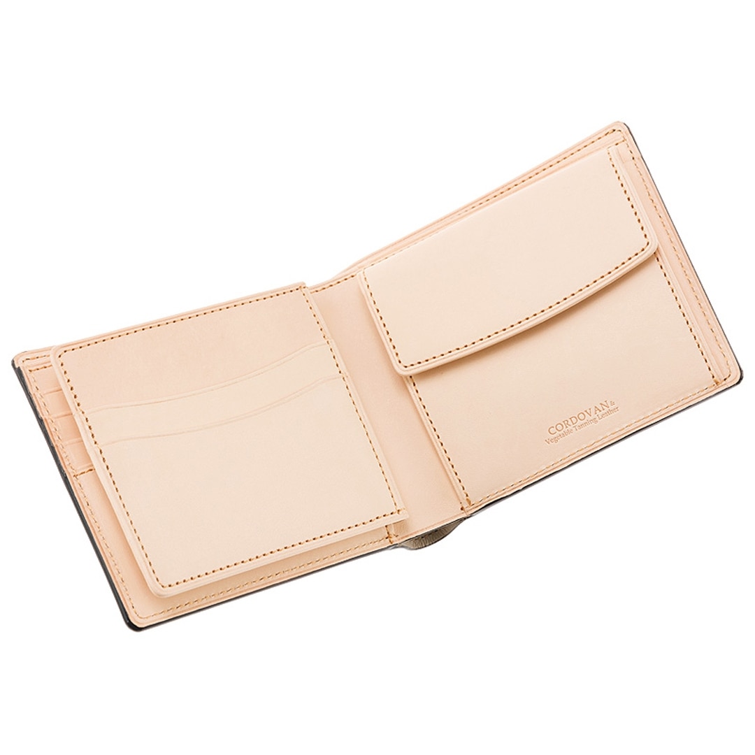 財布 メンズ 二つ折り財布 ベロ付き 希少革 日本製 コードバン 小銭入れ付き CYPRIS キプリス 本革 新喜皮革 ヌメ革 ベジタブルタンニンレザー 父の日 ギフト 誕生日 プレゼント 5627 ブラック