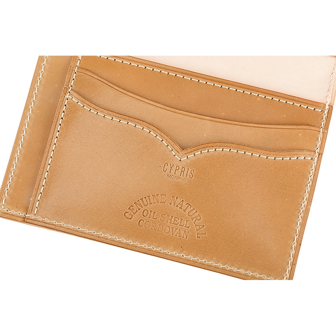 パスケース メンズ パス入れ 二つ折り 定期入れ 2面 本革 希少革 日本製 ナチュラル コードバン CYPRIS キプリス カードケース レーデルオガワ オイルシェル コードバン 父の日 ギフト 誕生日 プレゼント 5930 ナチュラル