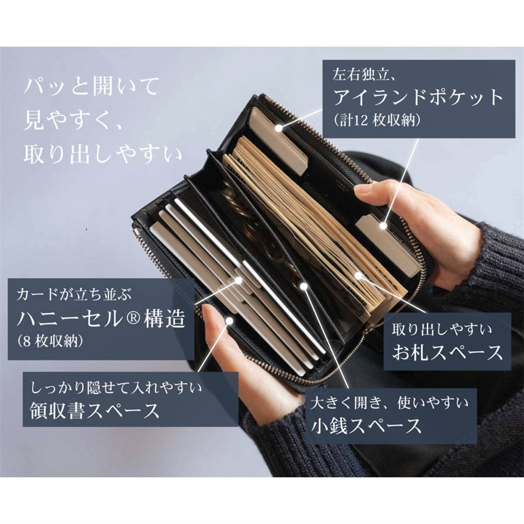 財布 メンズ 長財布 日本製 CYPRIS 本革 コンパクト ハニーセル L字 ラウンドファスナー 1ssi シラサギレザー レディース ユニセックス 父の日 プレゼント 0571 ブラック