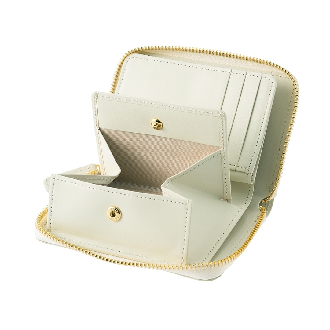 日本製 栃木レザー 二つ折り財布 メンズ ラウンドファスナー ミドル財布 BOX型小銭入れ ベロ付き 財布 CYPRIS キプリス ルミノアニリン 本革 牛革 父の日 ギフト 誕生日 プレゼント 2790 ホワイト