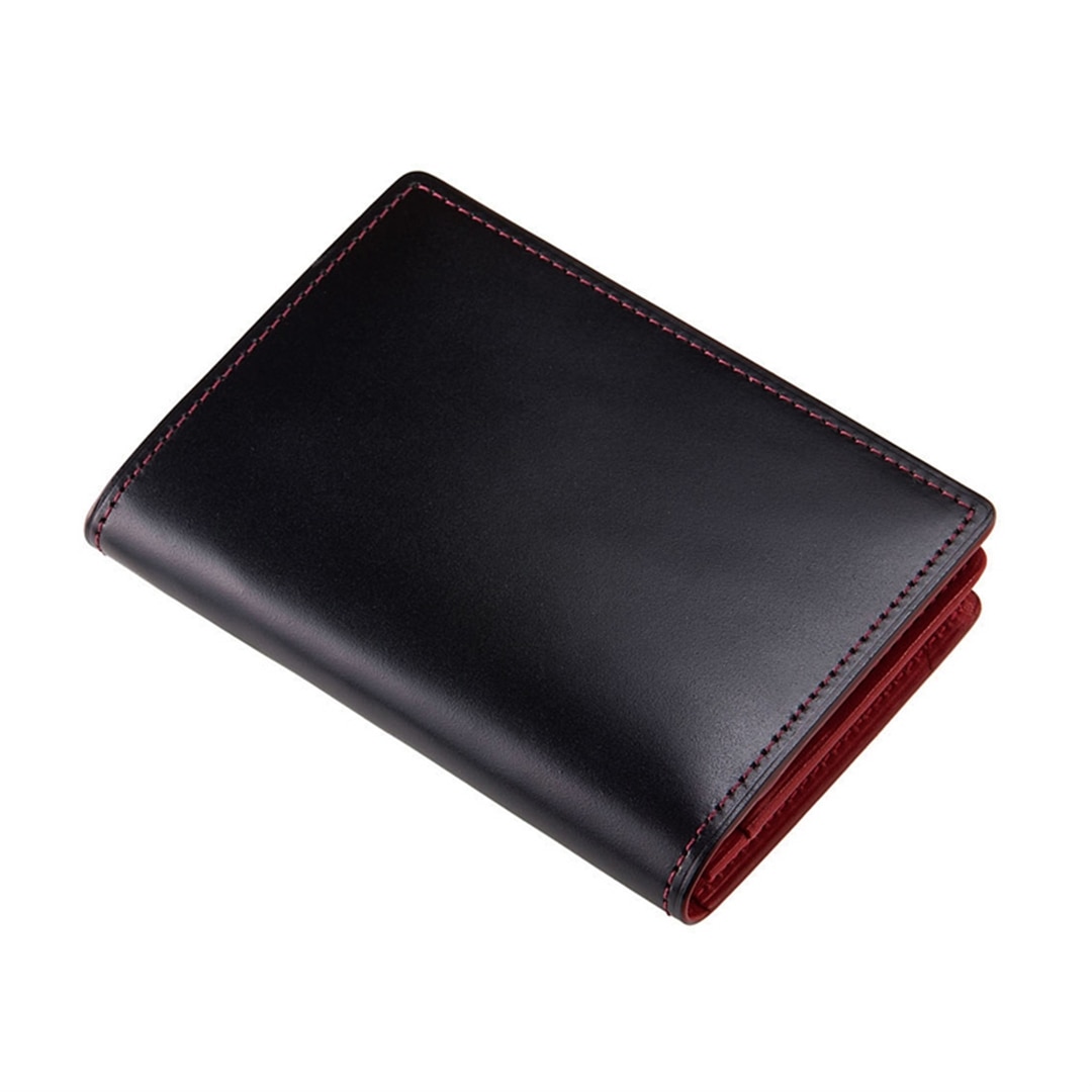 希少革 日本製 コードバン 名刺入れ メンズ カードケース CYPRIS キプリス 本革 レーデルオガワ オイルシェル コードバン & シラサギレザー 父の日 プレゼント 4123 ブラック×レッド