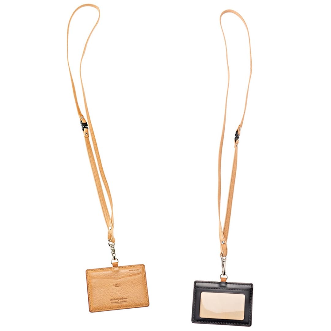 希少革 日本製 IDカードケース メンズ コードバン IDカードホルダー ネックストラップ付き 本革 CYPRIS キプリス レーデルオガワ オイルシェルコードバン & ヴァケッタレザー 父の日 ギフト 5466 ブラック