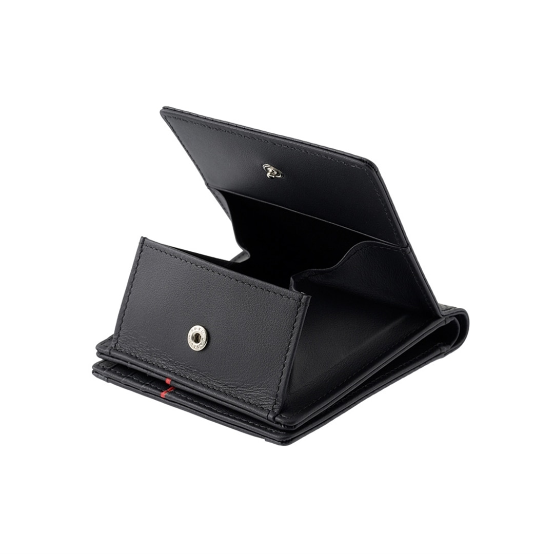 財布 メンズ 二つ折り ノイインテレッセ × HRC 二つ折り財布 ホンダレーシング 外BOX型小銭入れ BR -Black & Red- 革財布 Neu interesse Honda 本田技研工業株式会社 Honda Racing Corporation 3191 ブラック×ブラック