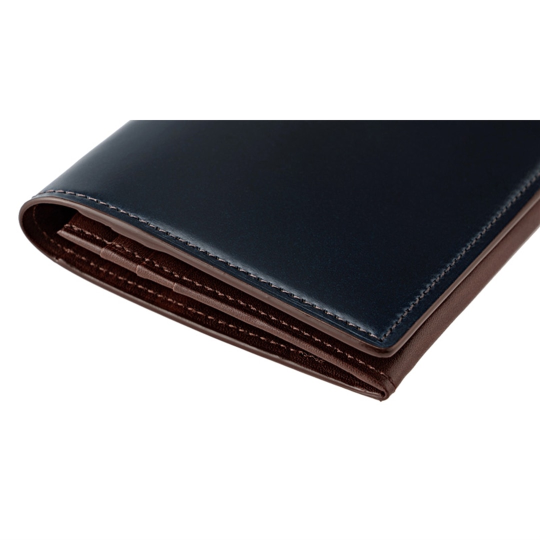 希少革 日本製 コードバン 長財布 小銭入れあり かぶせ蓋 メンズ CYPRIS キプリス 本革 レーデルオガワ オイルシェル コードバン & シラサギレザー 父の日 プレゼント 4127 ブラック×ネイビー