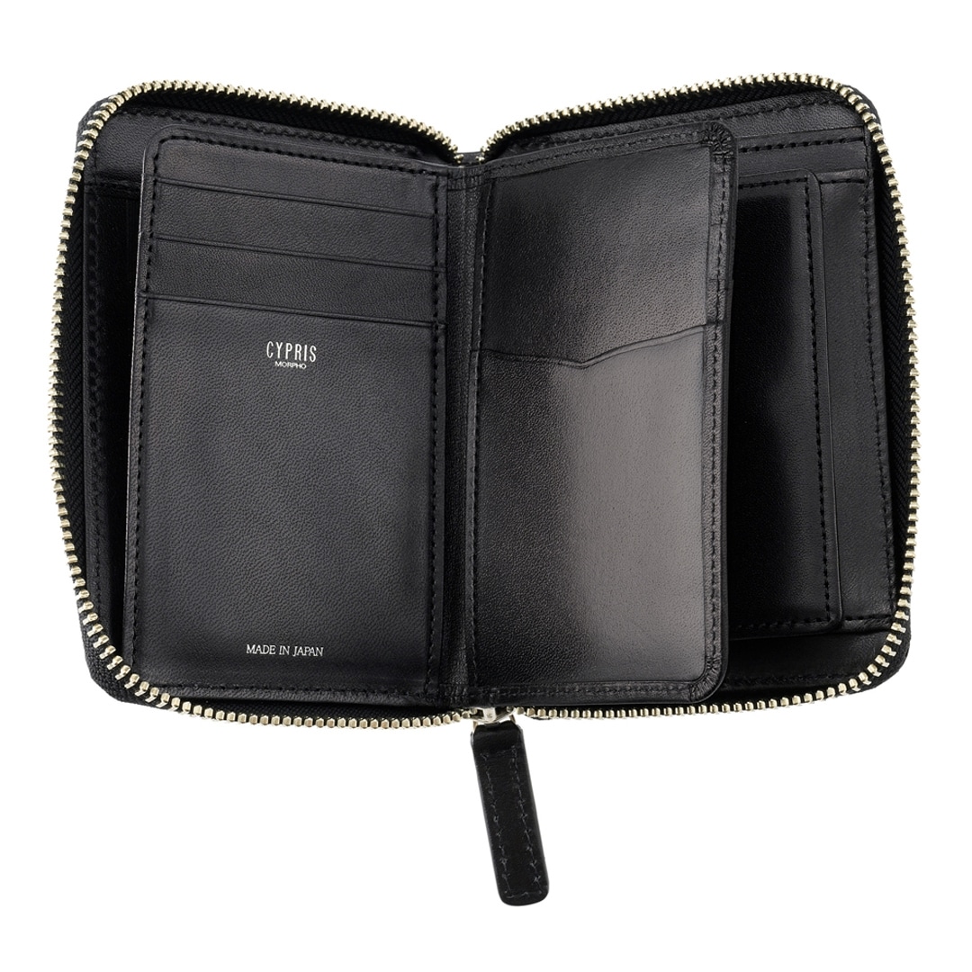 日本製 栃木レザー 二つ折り財布 メンズ ラウンドファスナー ミドル財布 BOX型小銭入れ ベロ付き 財布 CYPRIS キプリス ルミノアニリン 本革 牛革 父の日 ギフト 誕生日 プレゼント 2790 ホワイト