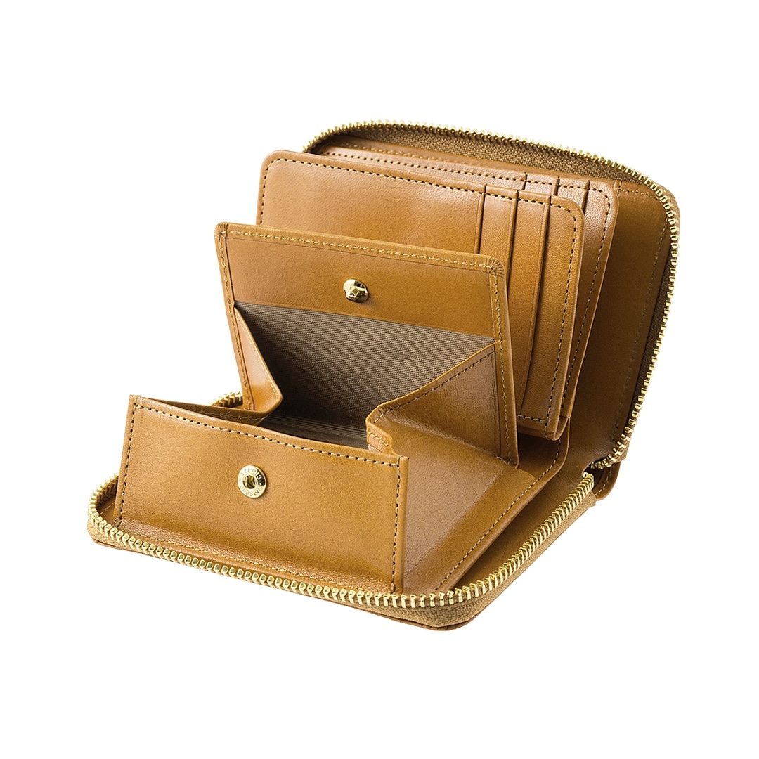 日本製 栃木レザー 二つ折り財布 メンズ ラウンドファスナー ミドル財布 BOX型小銭入れ ベロ付き 財布 CYPRIS キプリス ルミノアニリン 本革 牛革 父の日 ギフト 誕生日 プレゼント 2790 ブラック