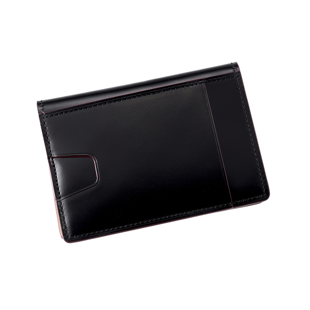 希少革 日本製 パスケース 二つ折り メンズ コードバン パス入れ 2面 定期入れ 本革 CYPRIS キプリス レーデルオガワ オイルシェルコードバン & ヴァケッタレザー 父の日 ギフト 誕生日 プレゼント 5472 ブラック