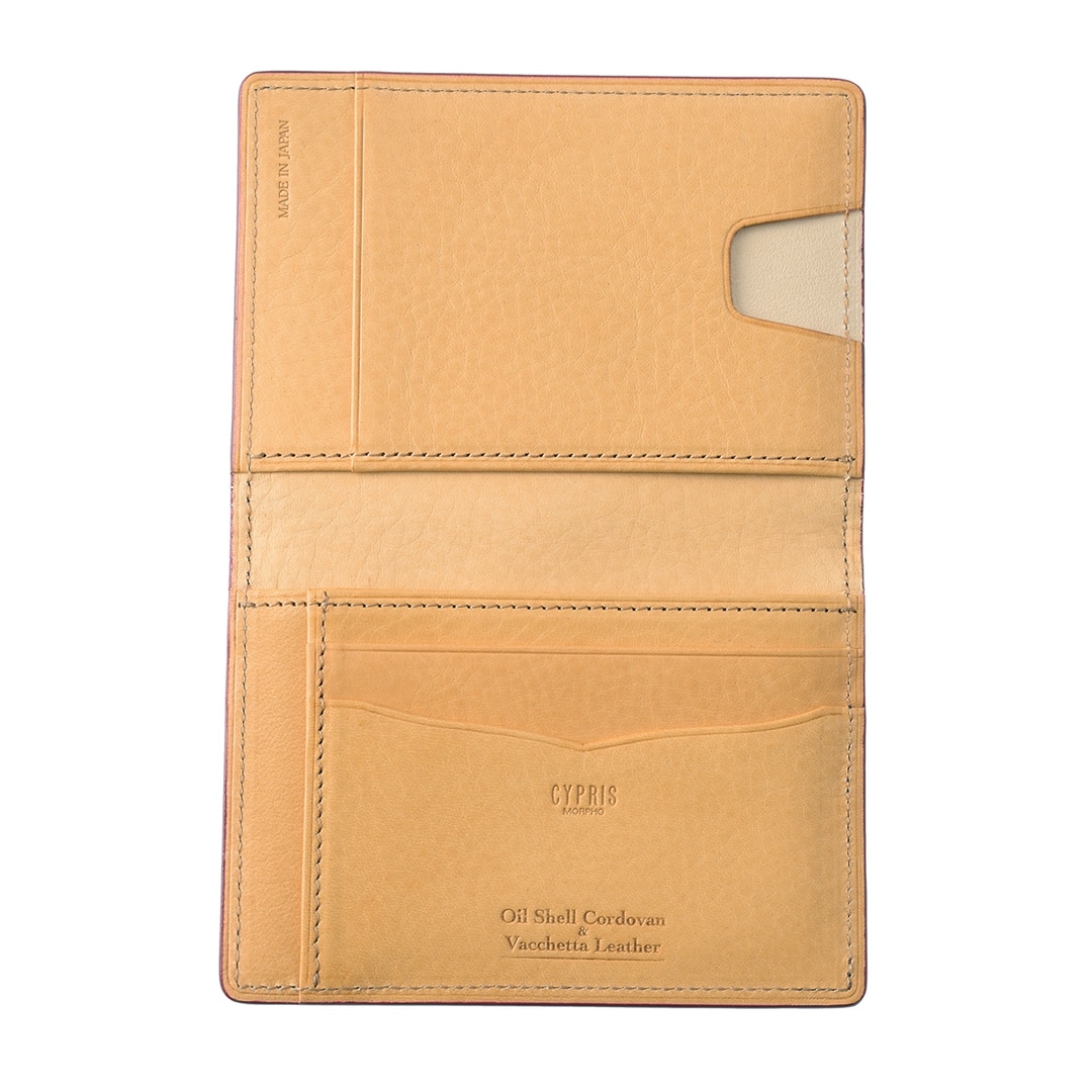 希少革 日本製 パスケース 二つ折り メンズ コードバン パス入れ 2面 定期入れ 本革 CYPRIS キプリス レーデルオガワ オイルシェルコードバン & ヴァケッタレザー 父の日 ギフト 誕生日 プレゼント 5472 ブラック