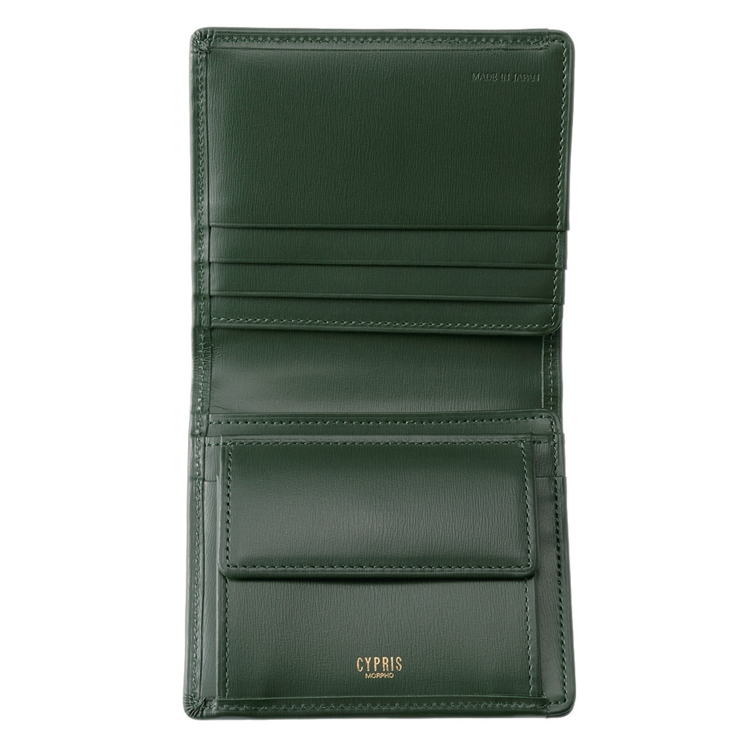 日本製 コンパクト 財布 メンズ 二つ折り財布 キズやシワが目立ちにくい 小銭入れあり CYPRIS キプリス ボックスカーフ 本革 財布 父の日 プレゼント 4414 ブラック