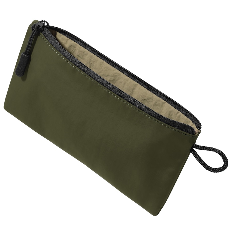 ちょうどいいポーチ 小物入れ メンズ ガジェット 万能 小物 コスメ 収納 道具入れ マチあり 薄型 自立【04】フラット×オリーブ Tav-054-olg