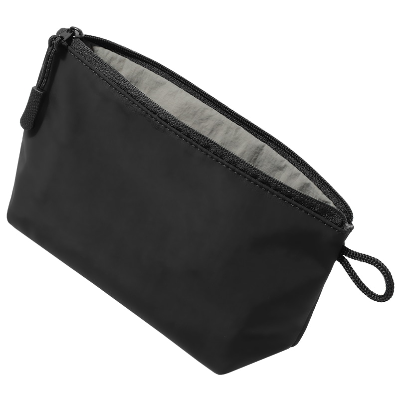 ちょうどいいポーチ 小物入れ メンズ ガジェット 万能 小物 コスメ 収納 道具入れ マチあり 薄型 自立【06】マチあり×ブラック Tav-055-bk