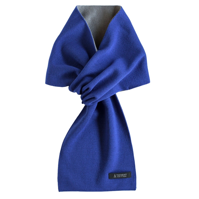 3秒マフラー メンズ 薄手 ミニマフラー シンプル コンパクト 簡単 装着 日本製 秋冬 防寒 ストール ビジネス カジュアル 【06】ブルー×グレー Tps-020-lu-gy