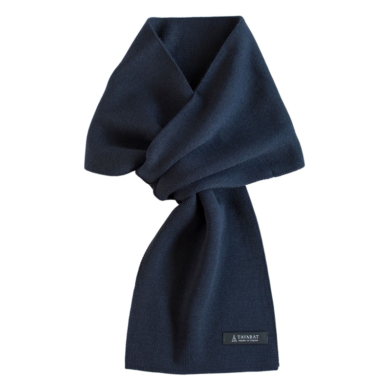 3秒マフラー メンズ 薄手 ミニマフラー シンプル コンパクト 簡単 装着 日本製 秋冬 防寒 ストール ビジネス カジュアル 【03】ミッドナイトネイビー Tps-020-nv