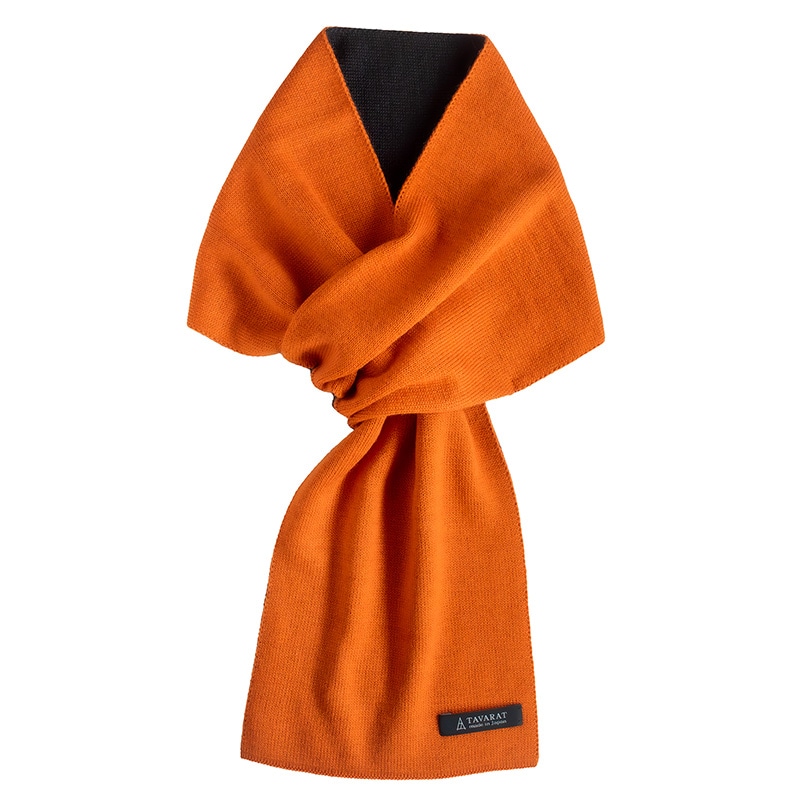 3秒マフラー メンズ 薄手 ミニマフラー シンプル コンパクト 簡単 装着 日本製 秋冬 防寒 ストール ビジネス カジュアル 【14】オレンジ×ブラック Tps-020-bk