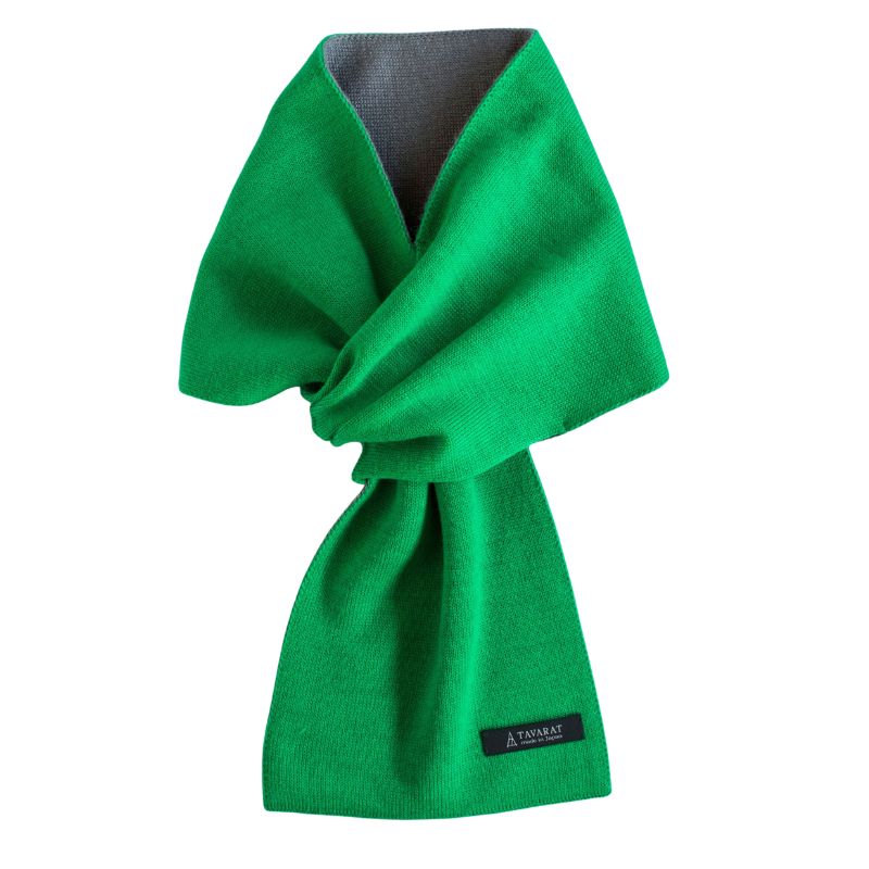 3秒マフラー メンズ 薄手 ミニマフラー シンプル コンパクト 簡単 装着 日本製 秋冬 防寒 ストール ビジネス カジュアル 【11】ビビッドグリーン×グレー Tps-020-vgr-gy