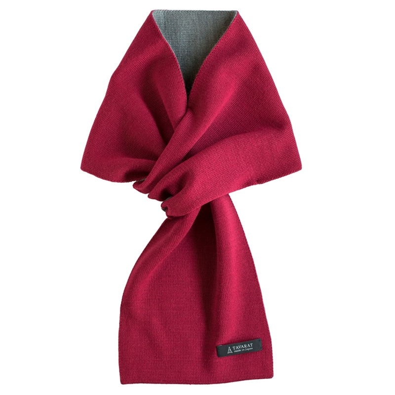 3秒マフラー メンズ 薄手 ミニマフラー シンプル コンパクト 簡単 装着 日本製 秋冬 防寒 ストール ビジネス カジュアル 【09】ワインレッド×グレー Tps-020-wig