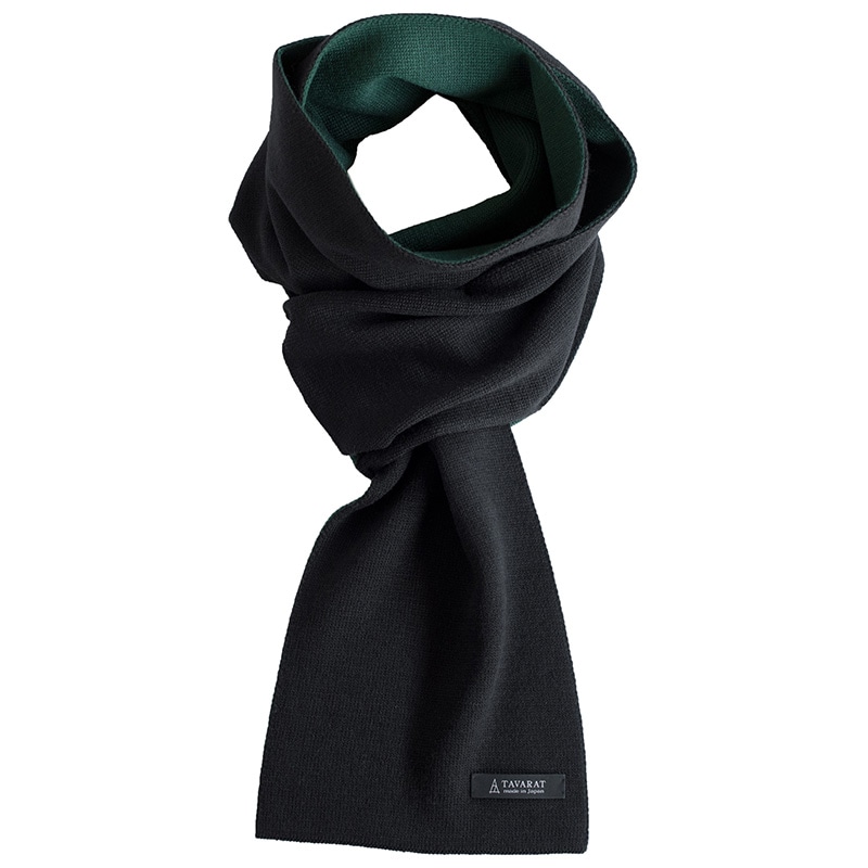 3秒マフラー メンズ ロングマフラー シンプル コンパクト 簡単 日本製 秋冬 防寒 ビジネス カジュアル リバーシブル 【04】ブラックグリーン Tps-020ln-bk-gr
