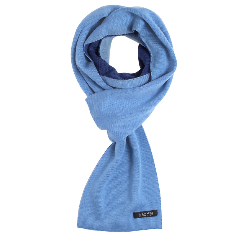 3秒マフラー メンズ ロングマフラー シンプル コンパクト 簡単 日本製 秋冬 防寒 ビジネス カジュアル リバーシブル 【05】ライトブルー×ネイビー Tps-020ln-lb