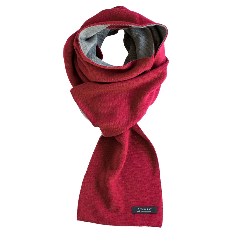 3秒マフラー メンズ ロングマフラー シンプル コンパクト 簡単 日本製 秋冬 防寒 ビジネス カジュアル リバーシブル 【01】ワインレッド×グレー Tps-020ln-wig