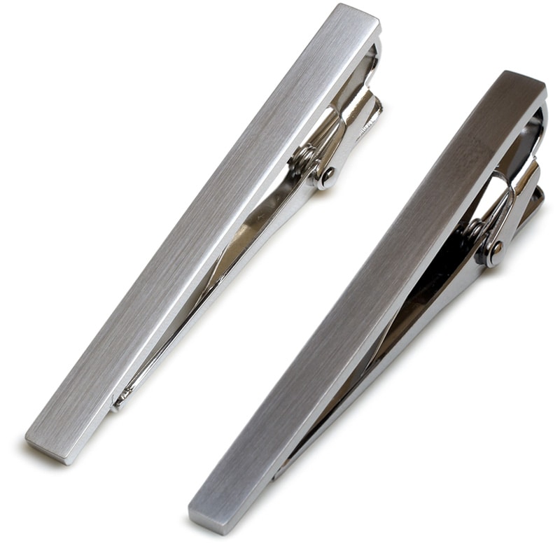 ネクタイピン 純 2本セット メンズ シンプル ブランド ビジネス タイピン 日本製 【04】ブラックシルバー×シルバー Tps-043-2set