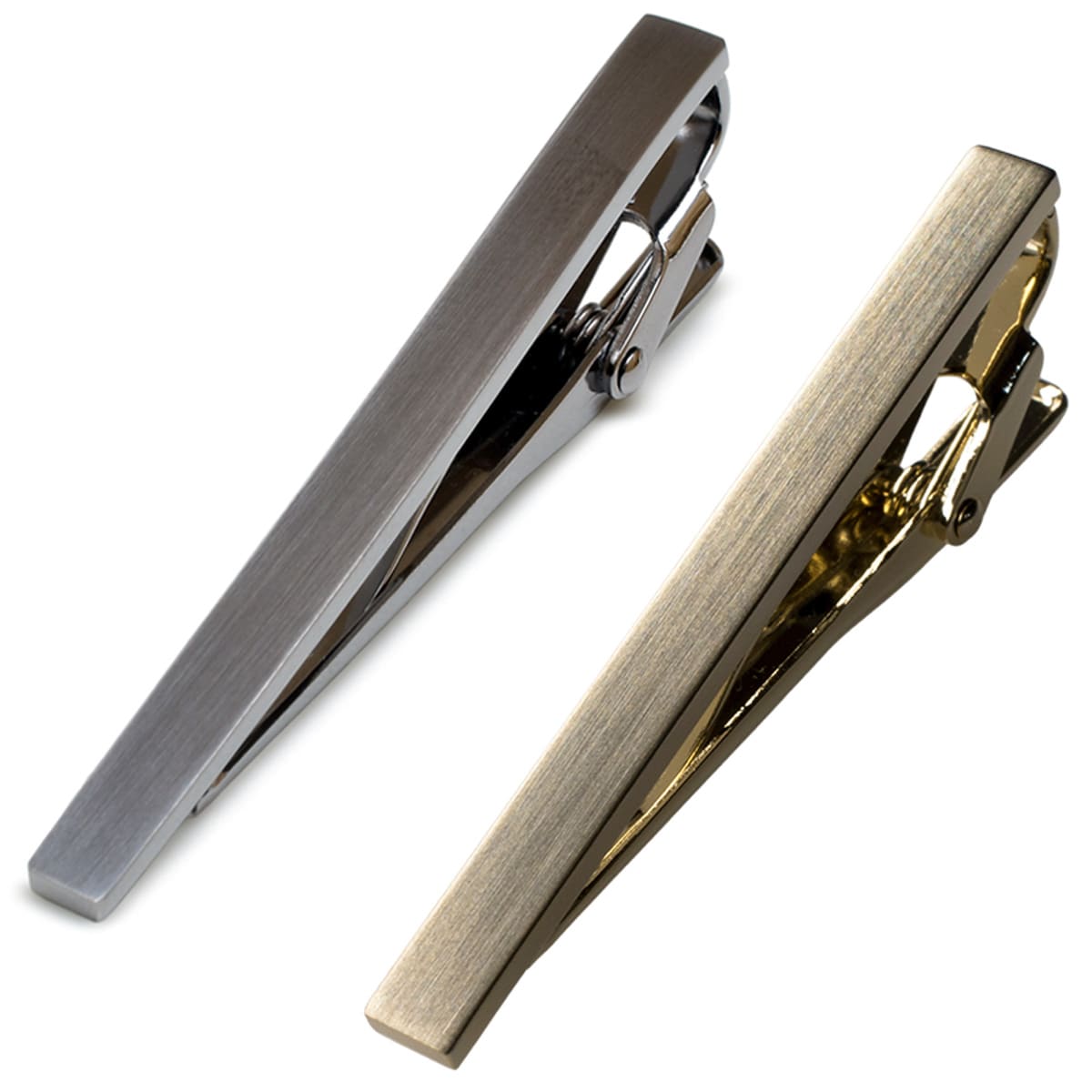 ネクタイピン 純 2本セット メンズ シンプル ブランド ビジネス タイピン 日本製 【05】ブラックシルバー×ライトゴールド Tps-043-bklgd-2set