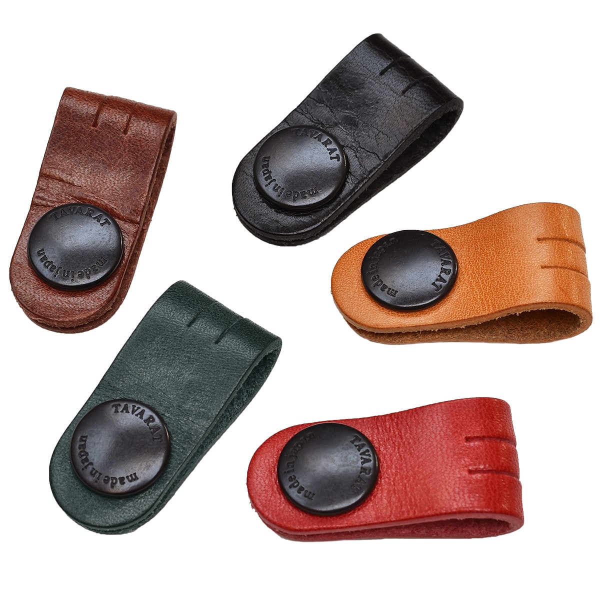 コードクリップ 5本セット クリップ ケーブル 本革 収納 姫路レザー 日本製 マイル消化 結束 イヤホン 配線【01】アソート Tps-059-set-a