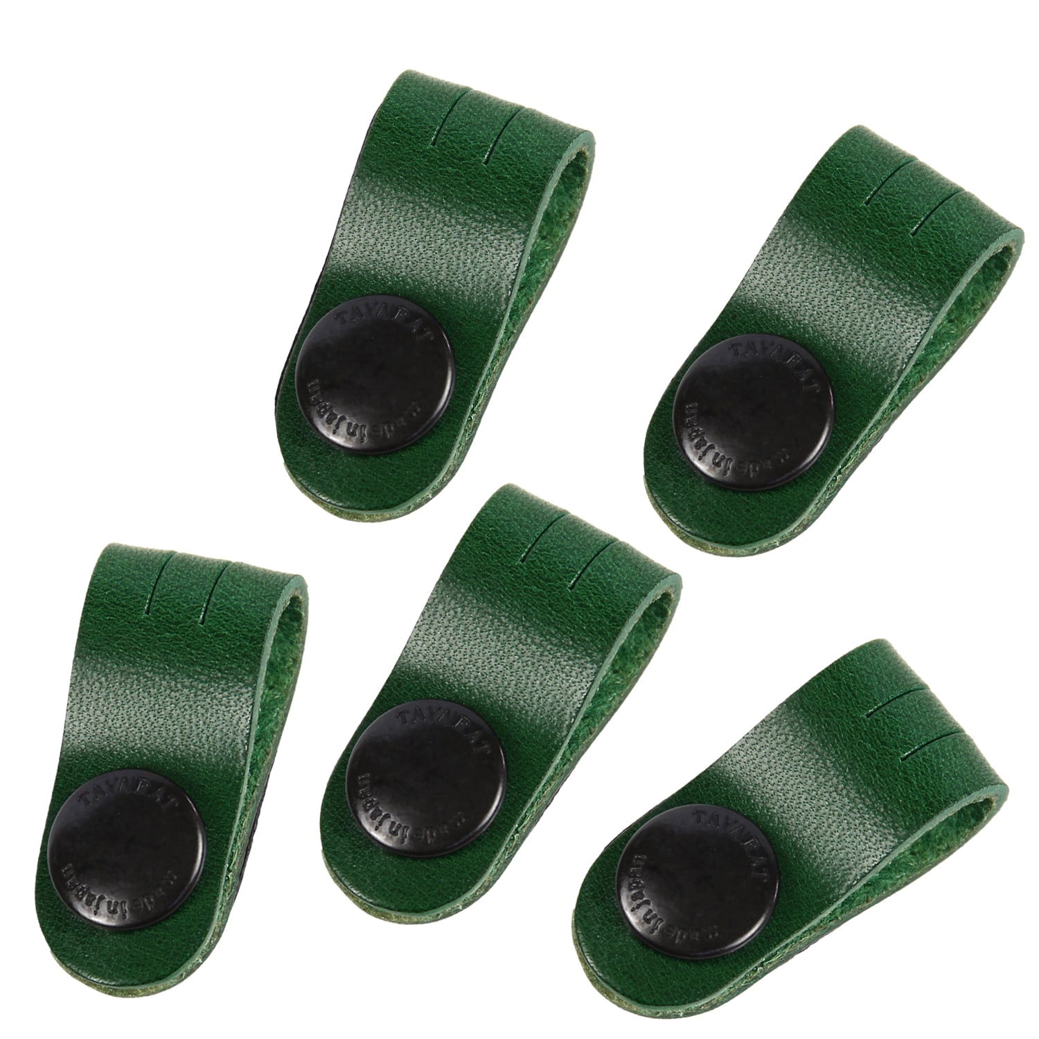 コードクリップ 5本セット クリップ ケーブル 本革 収納 姫路レザー 日本製 マイル消化 結束 イヤホン 配線【07】グリーン Tps-059-set-gr