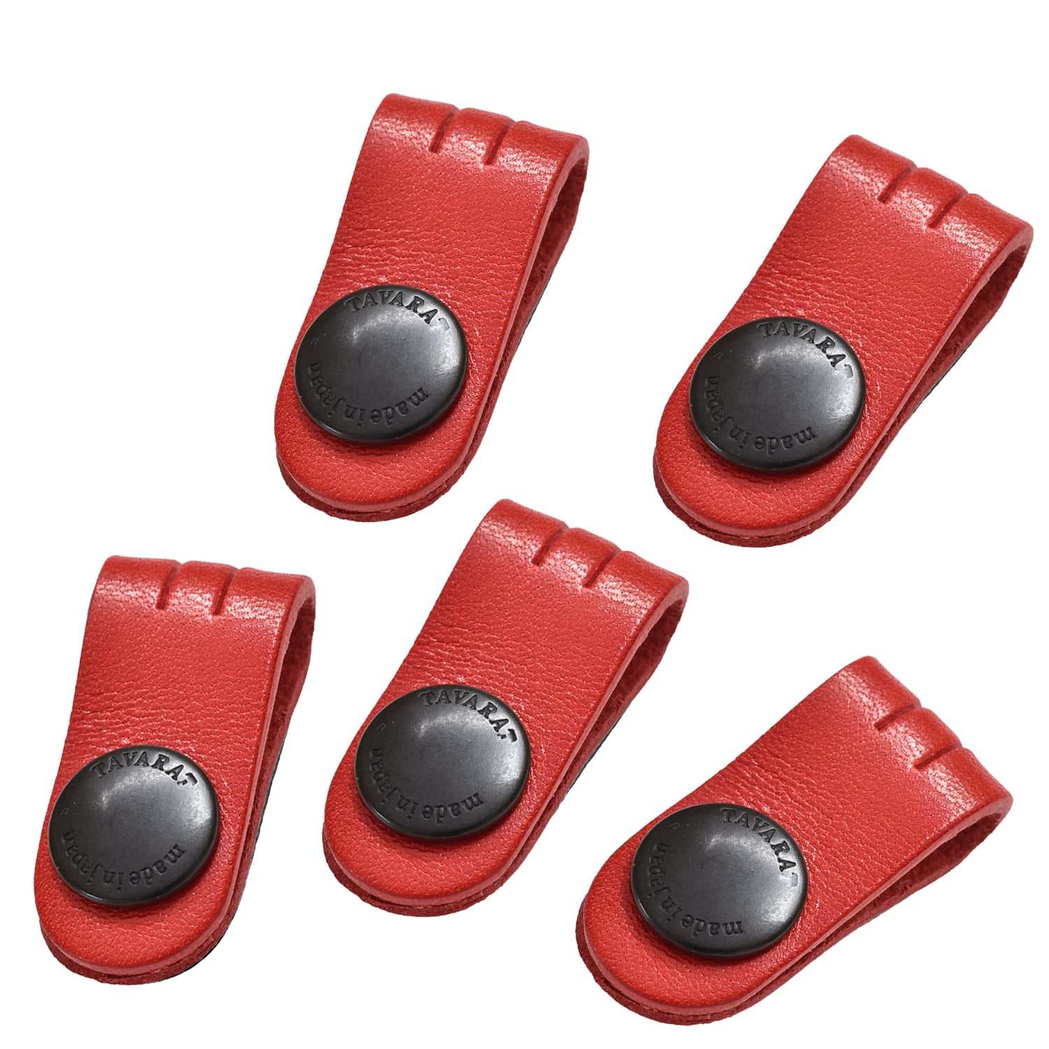 コードクリップ 5本セット クリップ ケーブル 本革 収納 姫路レザー 日本製 マイル消化 結束 イヤホン 配線【06】レッド Tps-059-set-rd