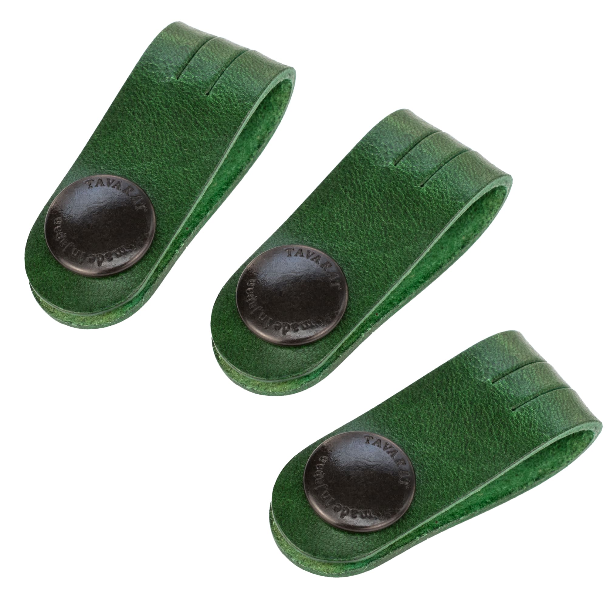 コードクリップ 3本セット ロングサイズ クリップ ケーブル 本革 収納 姫路レザー 日本製 マイル消化 結束 イヤホン 配線【08】グリーン Tps-059ln-3set-gr