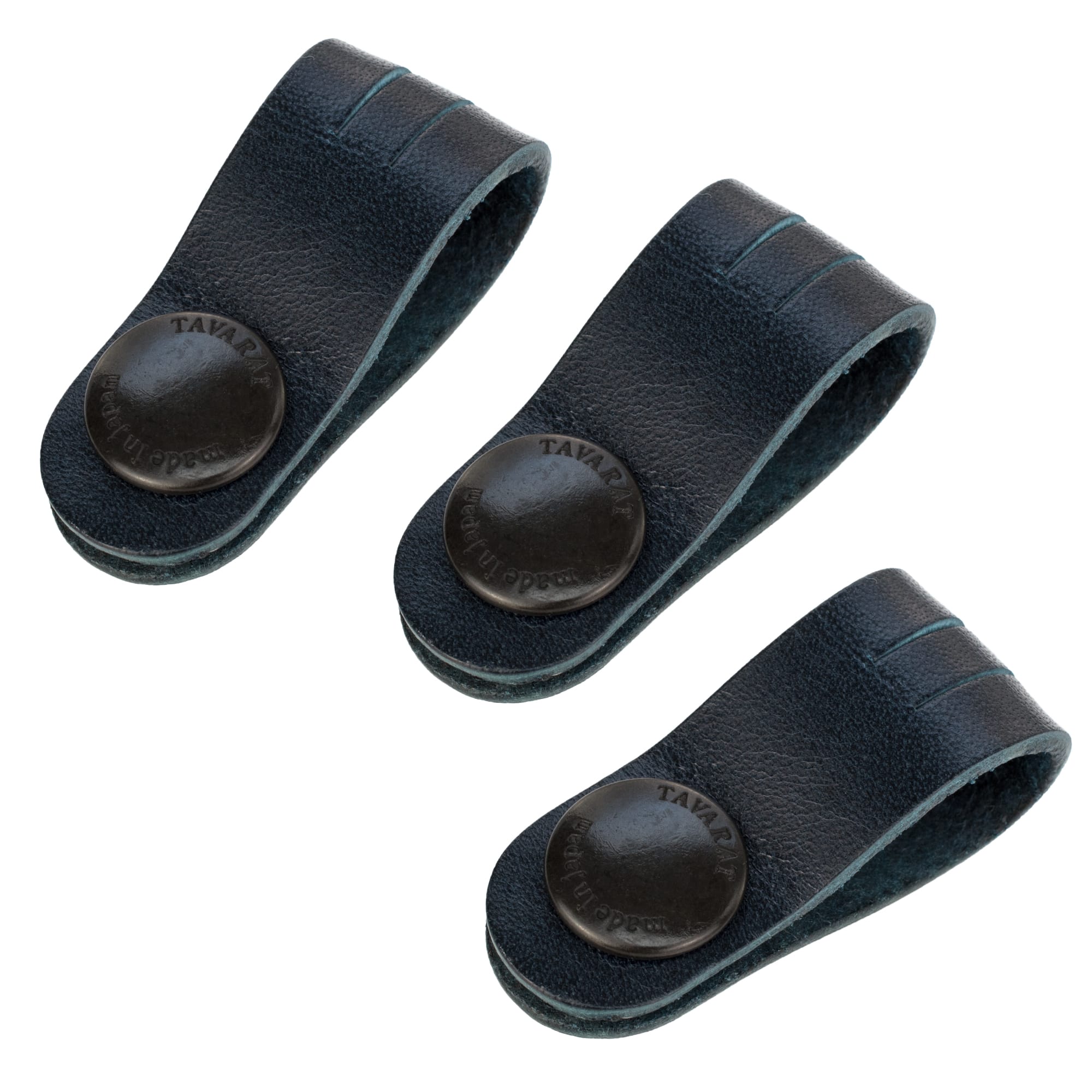 コードクリップ 3本セット ロングサイズ クリップ ケーブル 本革 収納 姫路レザー 日本製 マイル消化 結束 イヤホン 配線【06】ネイビー Tps-059ln-3set-nv