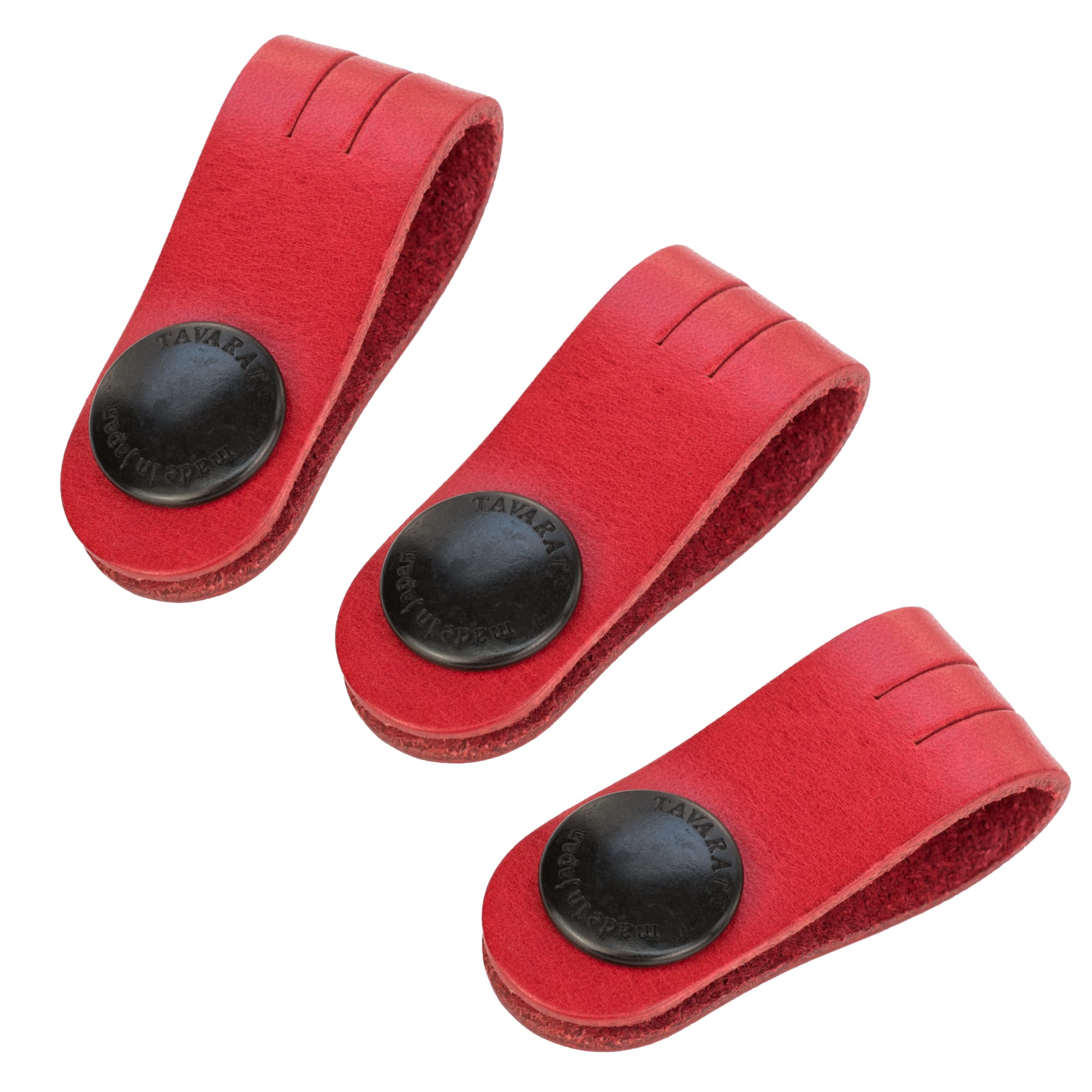 コードクリップ 3本セット ロングサイズ クリップ ケーブル 本革 収納 姫路レザー 日本製 マイル消化 結束 イヤホン 配線【07】レッド Tps-059ln-3set-rd