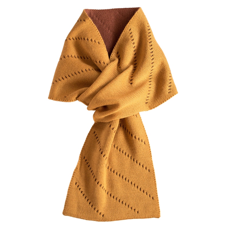 マフラー ストライプ メンズ 3秒マフラー ミニ 日本製 キャンプ アウトドア 3秒で巻ける カジュアル【03】ブライトゴールド×ブラウン tps-094-glb