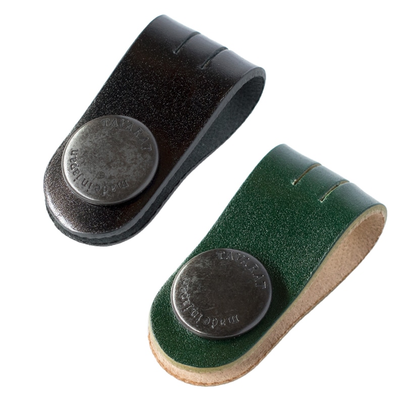 コードクリップ 2個セット コードバン クリップ 本革 収納 日本製 イヤホン ケーブル 配線 【05】ブラック×グリーン Tps-148-2set-bkgr