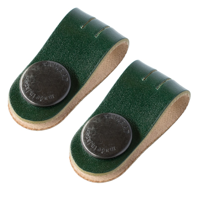 コードクリップ 2個セット コードバン クリップ 本革 収納 日本製 イヤホン ケーブル 配線 【03】グリーン Tps-148-2set-gr