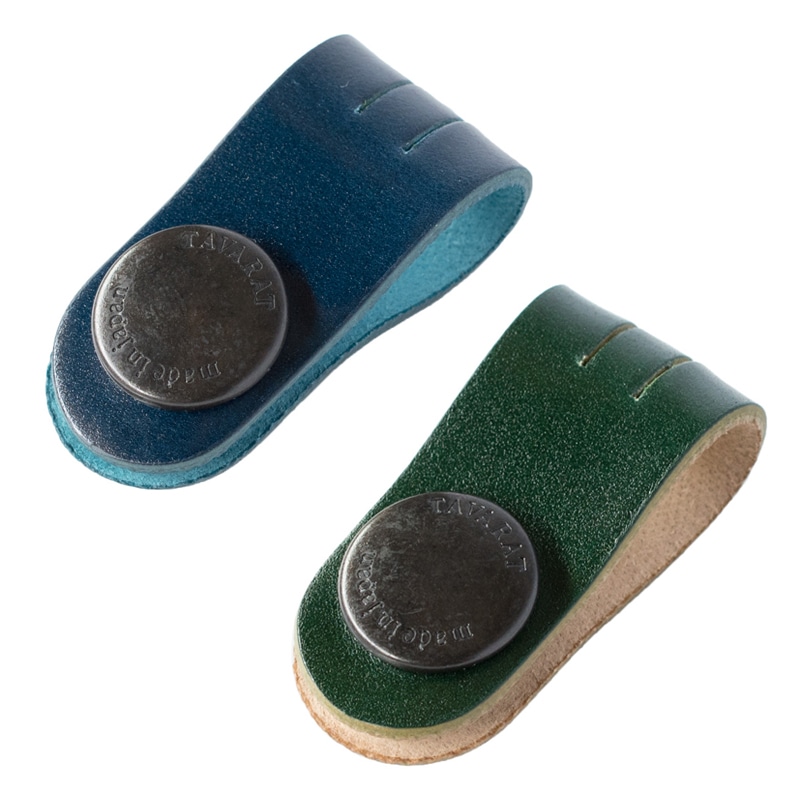 コードクリップ 2個セット コードバン クリップ 本革 収納 日本製 イヤホン ケーブル 配線 【06】ネイビー×グリーン Tps-148-2set-bk