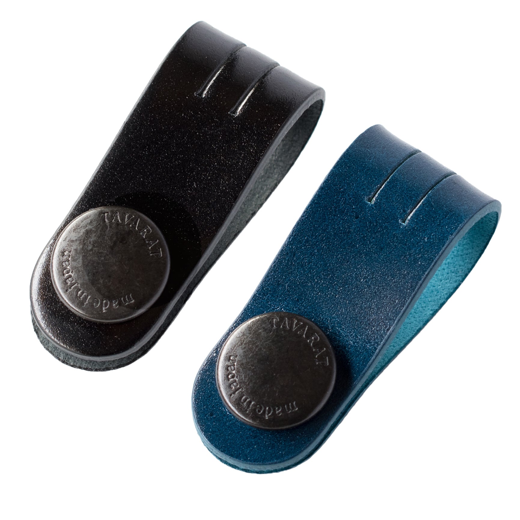 コードクリップ ロングサイズ 2個セット コードバン クリップ 本革 収納 日本製 イヤホン ケーブル 配線 【04】ブラック×ネイビー Tps-148ln-2set-bknv