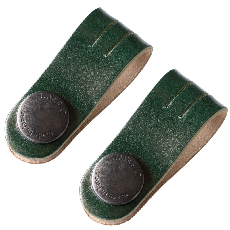 コードクリップ ロングサイズ 2個セット コードバン クリップ 本革 収納 日本製 イヤホン ケーブル 配線 【03】グリーン Tps-148ln-2set-gr