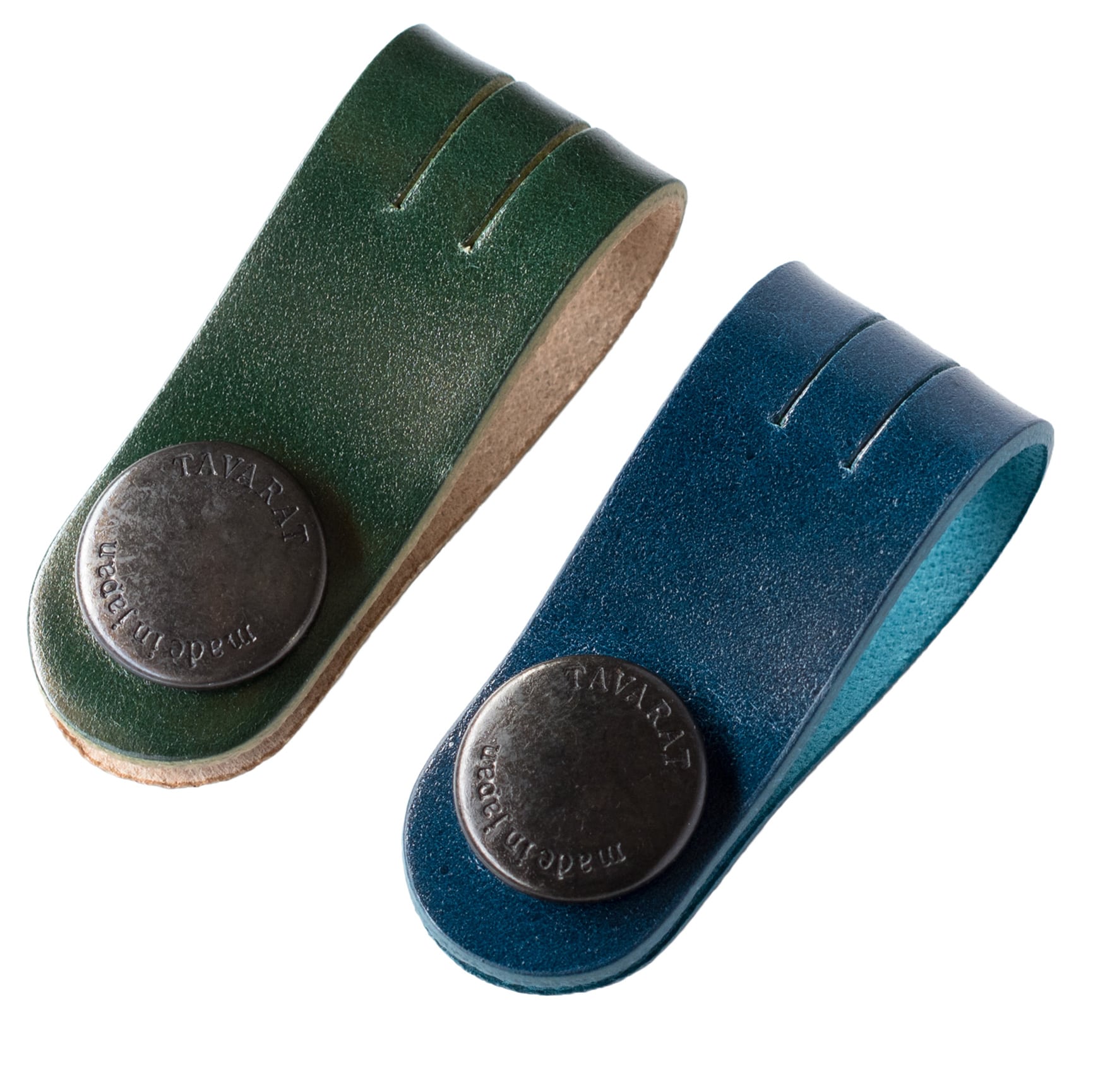 コードクリップ ロングサイズ 2個セット コードバン クリップ 本革 収納 日本製 イヤホン ケーブル 配線 【06】ネイビー×グリーン tps-148ln-2set-nvgr