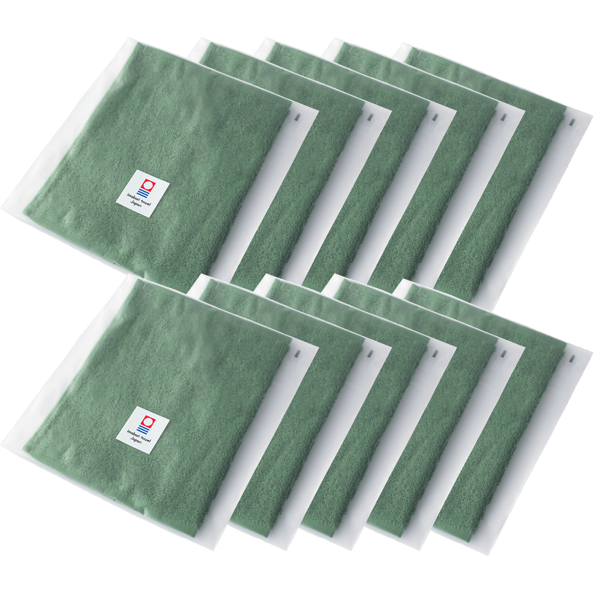 タオルハンカチ 10枚セット メンズ 今治 タオル 22.5×23cm 【05】グリーン Tps-152-10set-gr