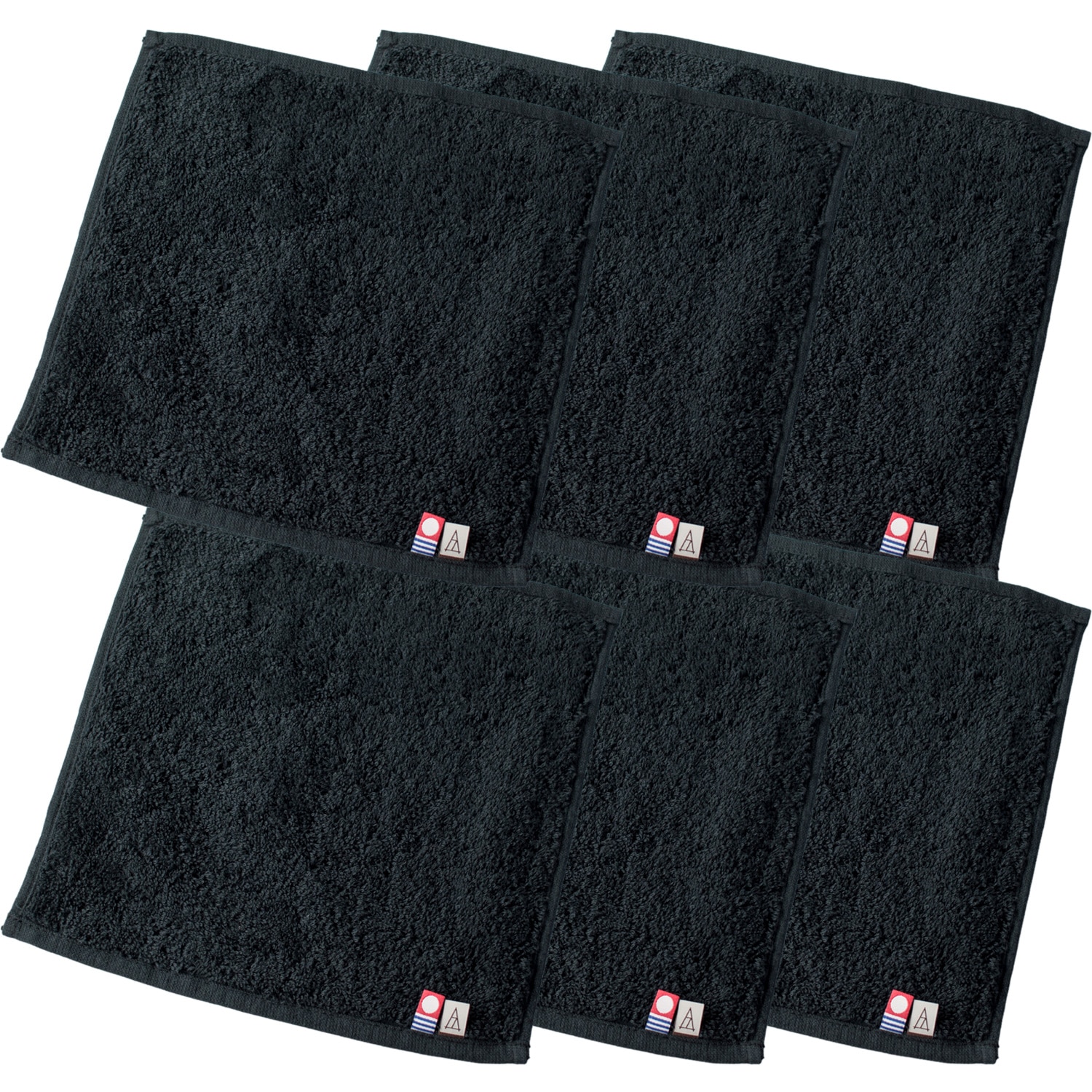 タオルハンカチ 6枚セット メンズ 今治 タオル 22.5×23cm 【02】ブラック Tps-152-6set-bk