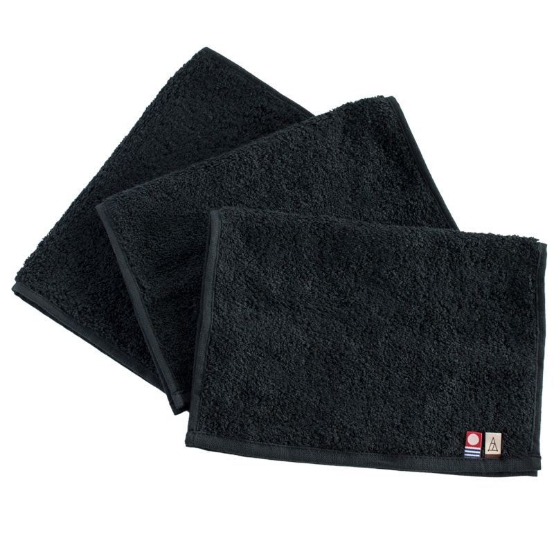 ハンドタオル 3枚セット メンズ 今治 フェイスタオル 23×32cm 【02】ブラック Tps-153-3set-bk